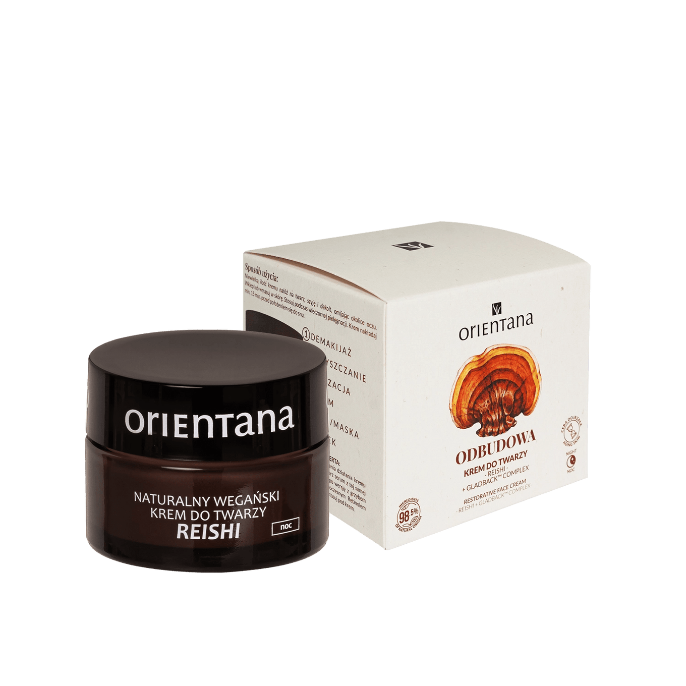 Naturalny wegański krem do twarzy REISHI na noc 50 ml - Orientana