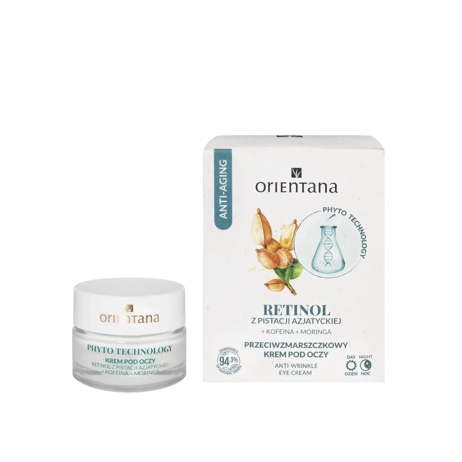 Anti-wrinkle eye cream with biotechnological retinol, caffeine and moringa, 15 ml