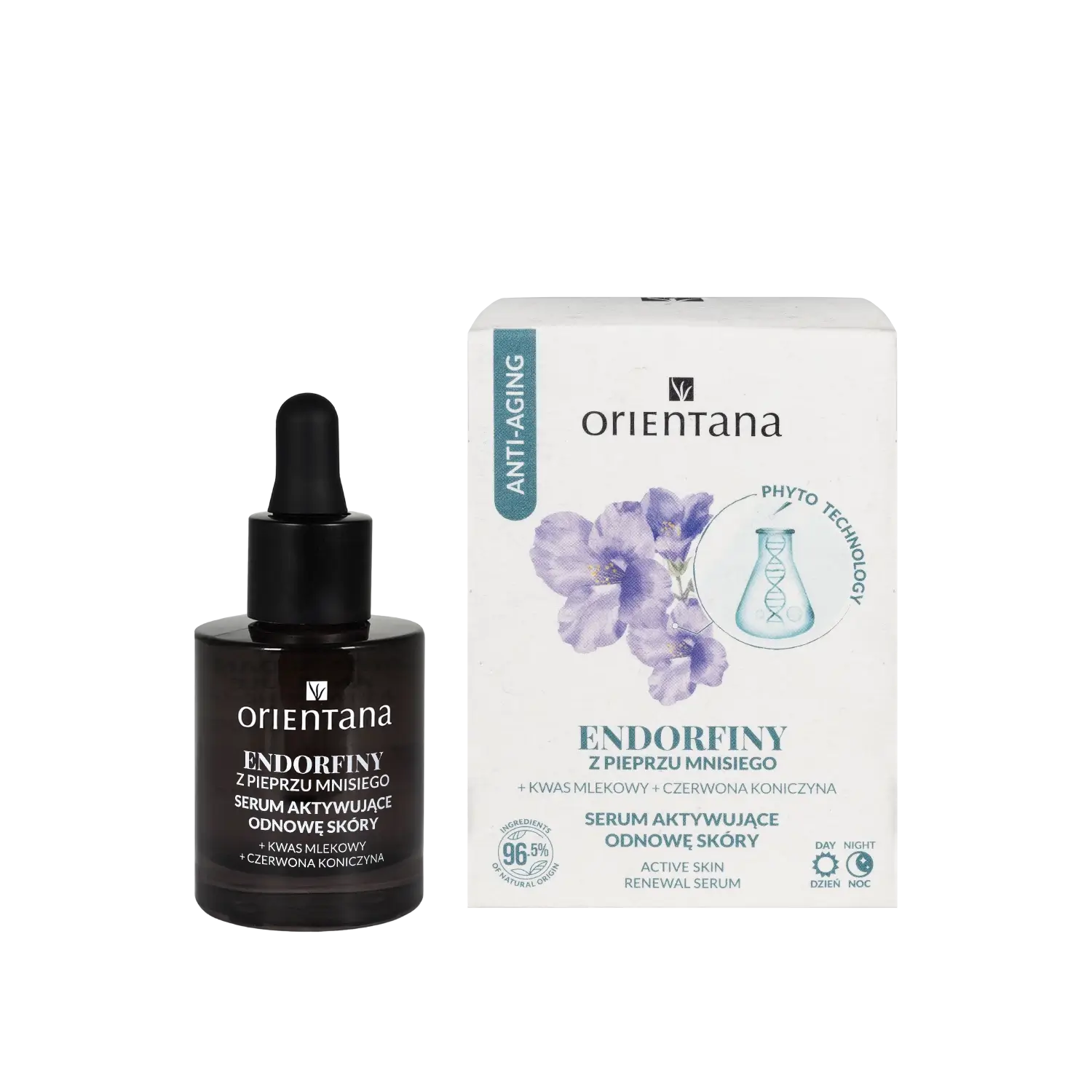 Serum przeciwzmarszczkowe aktywujące odnowę skóry z fitohormonami endorfiny + czerwona koniczyna + witamina E 30 ml