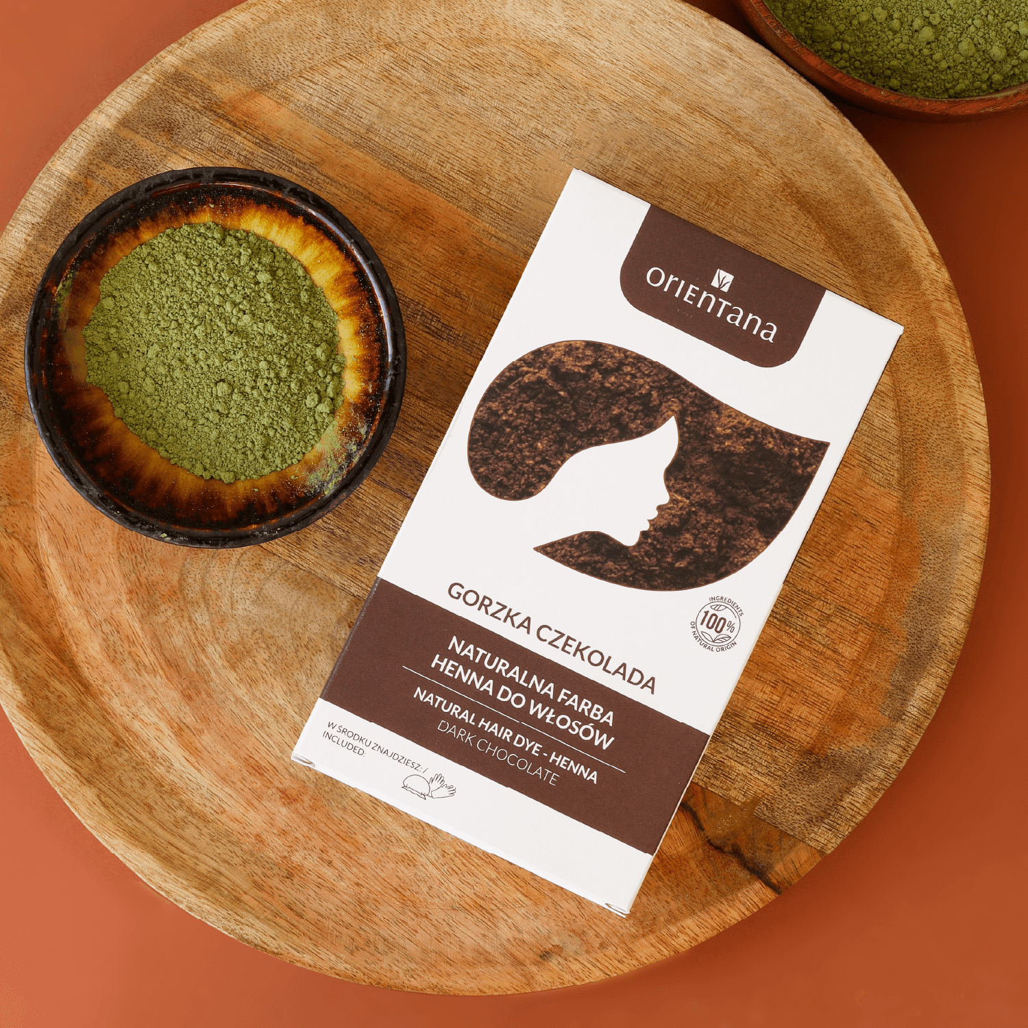 BIO HENNA naturalna farba do włosów długich GORZKA CZEKOLADA 100 g - Orientana