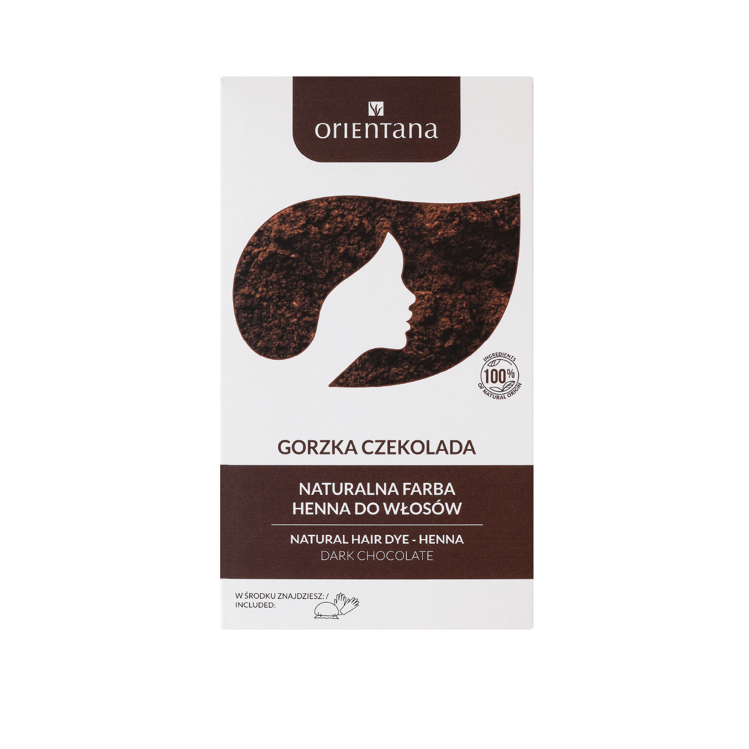 BIO HENNA naturalna farba do włosów długich GORZKA CZEKOLADA 100 g - Orientana