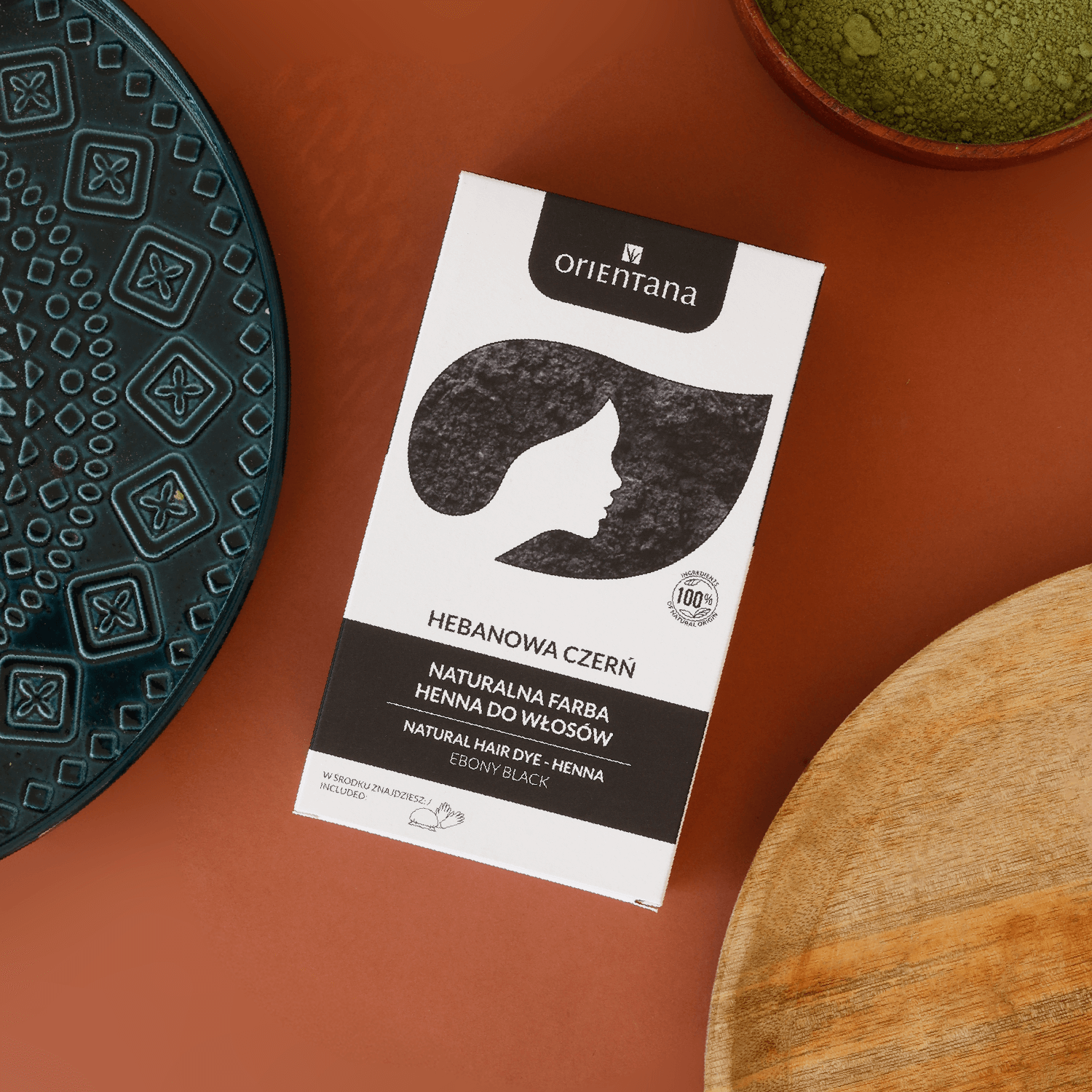 BIO HENNA Naturalna farba do włosów długich HEBANOWA CZERŃ 100 g - Orientana