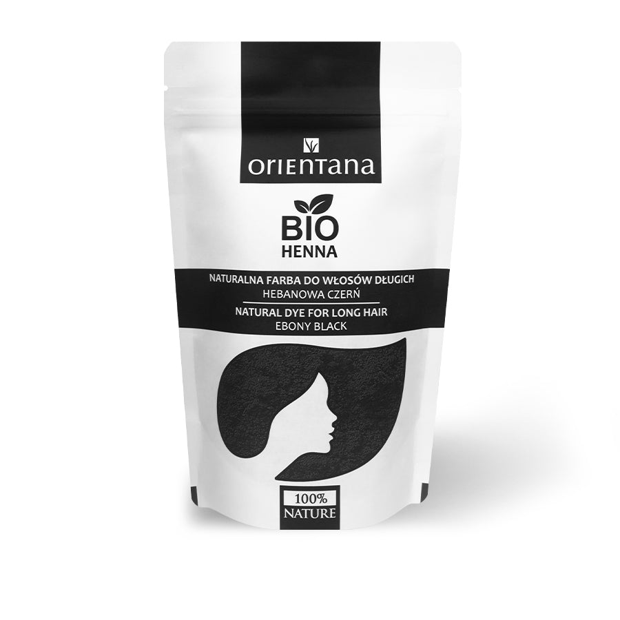 BIO HENNA Naturalna farba do włosów długich HEBANOWA CZERŃ 100 g - Orientana