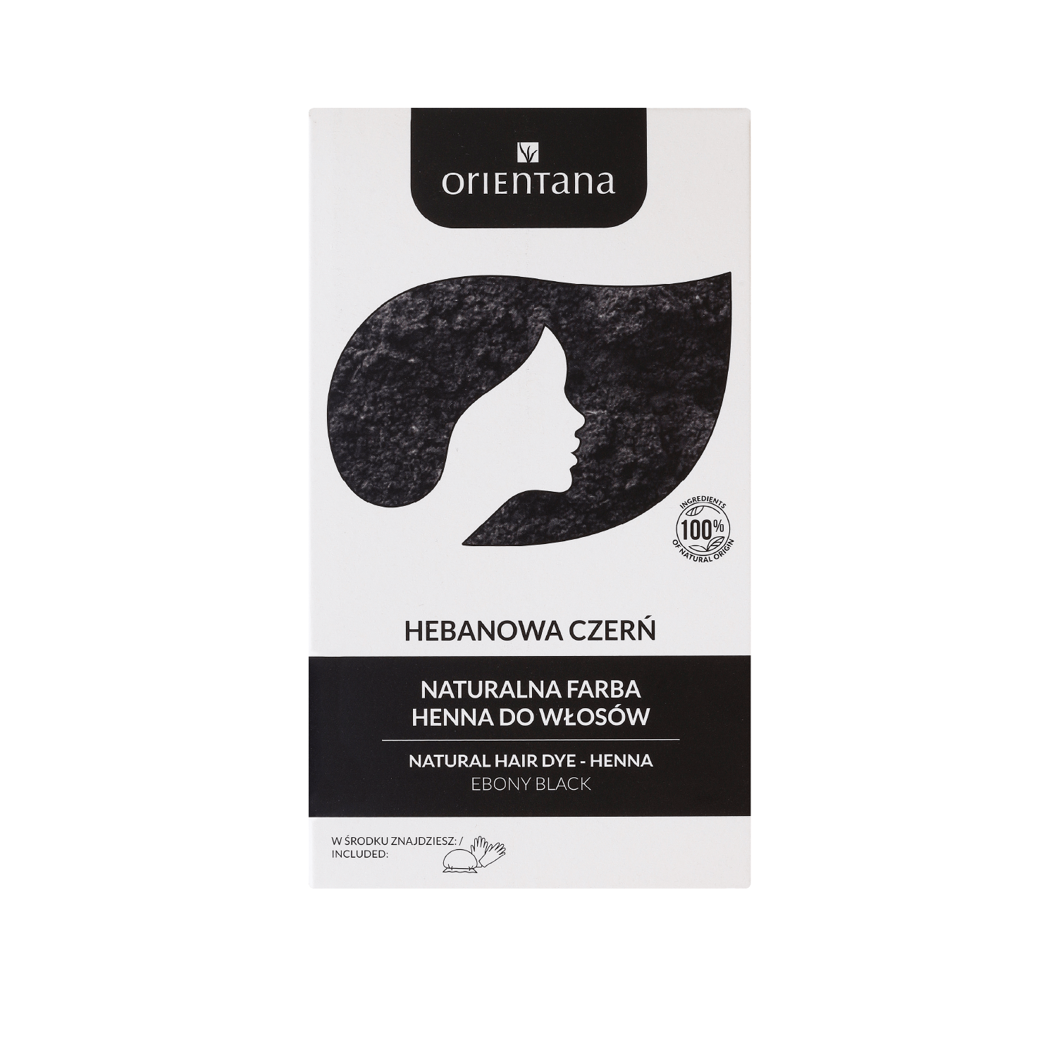 BIO HENNA Naturalna farba do włosów długich HEBANOWA CZERŃ 100 g - Orientana