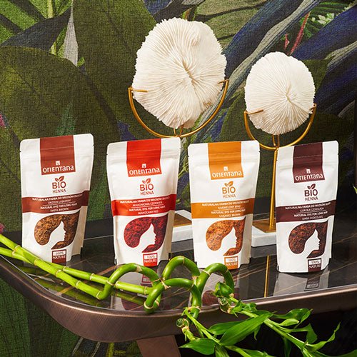 BIO HENNA naturalna farba do włosów długich KARMELOWY BRĄZ 100 g - Orientana