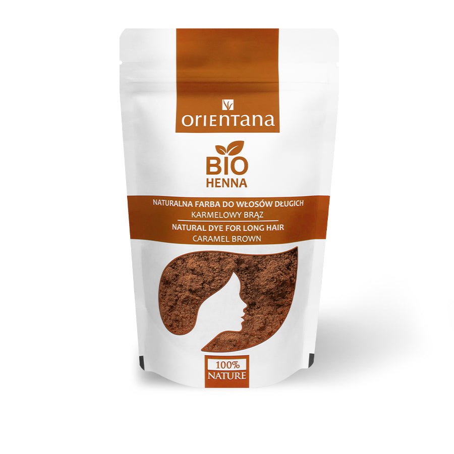 BIO HENNA naturalna farba do włosów długich KARMELOWY BRĄZ 100 g - Orientana