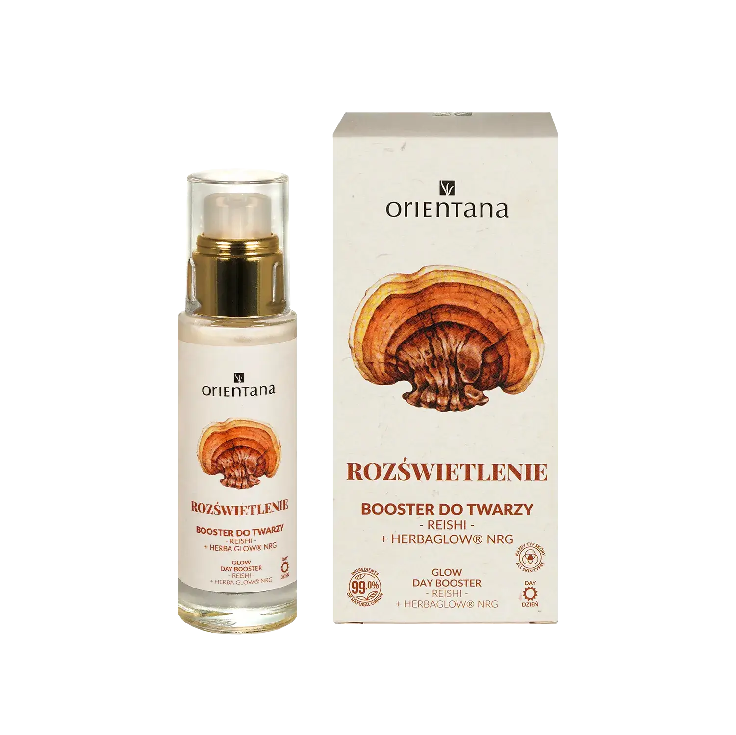 Booster rozświetlający reishi i różeniec górski na dzień 30 ml