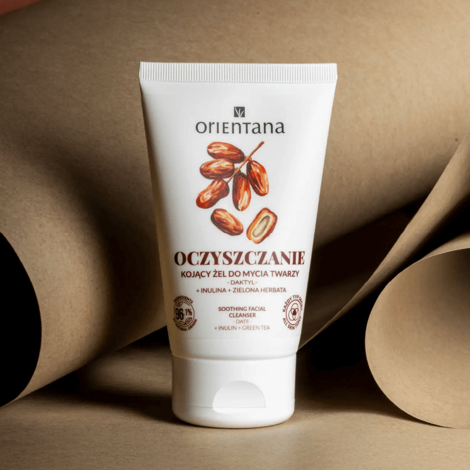 Kojący żel do mycia twarzy z inuliną, zieloną herbatą i daktylem 125 ml