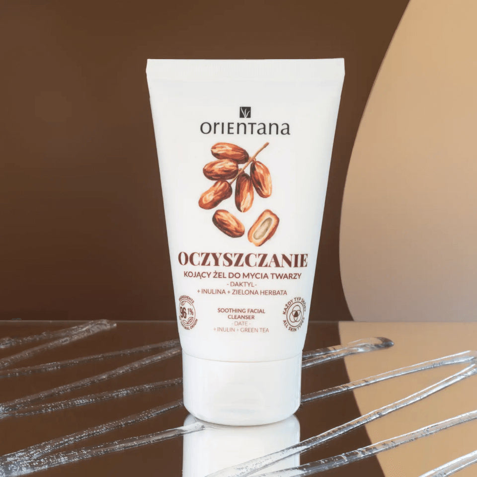 Kojący żel do mycia twarzy z inuliną, zieloną herbatą i daktylem 125 ml