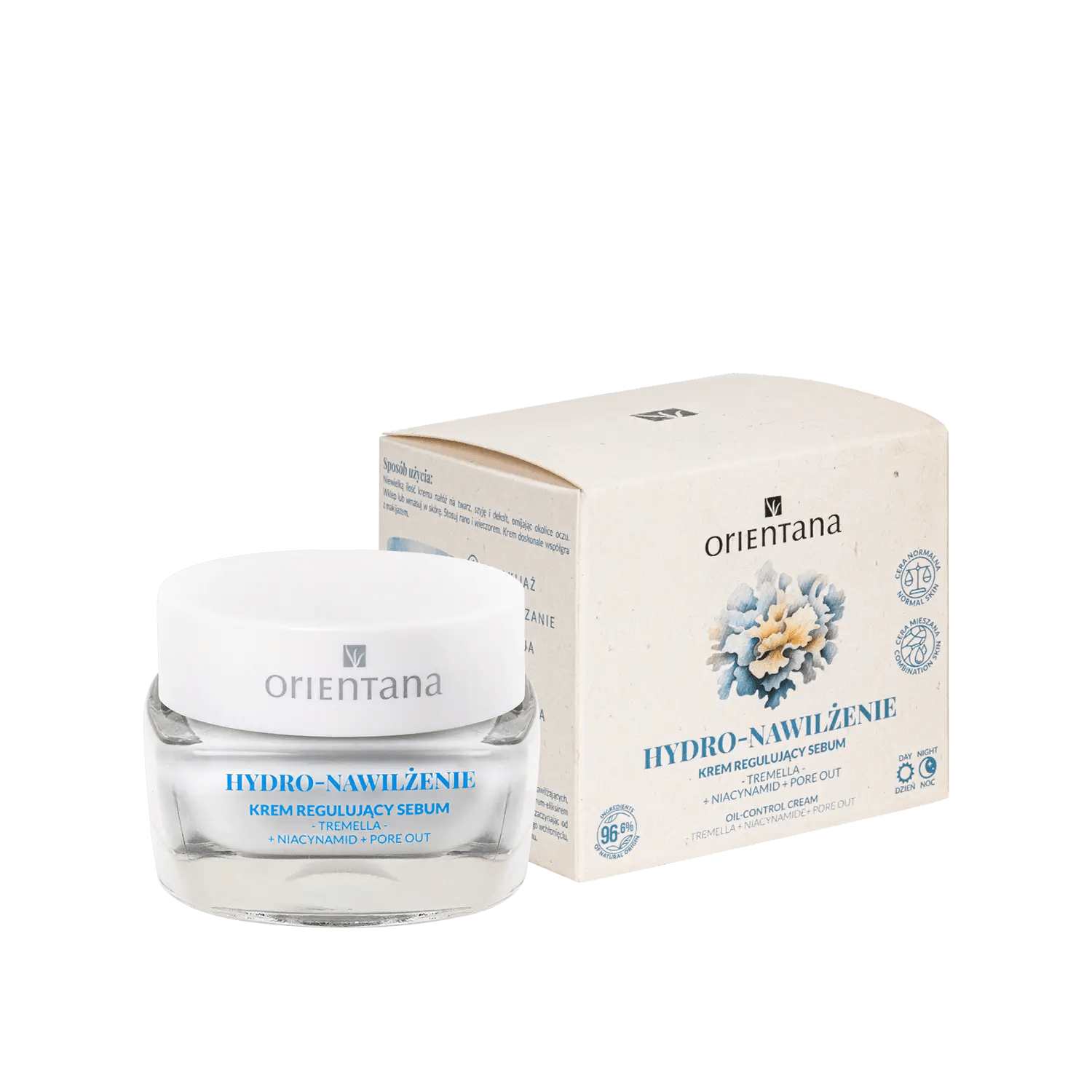 Lekki krem do cery mieszanej z ekstraktem z grzyba tremella 50 ml - Orientana