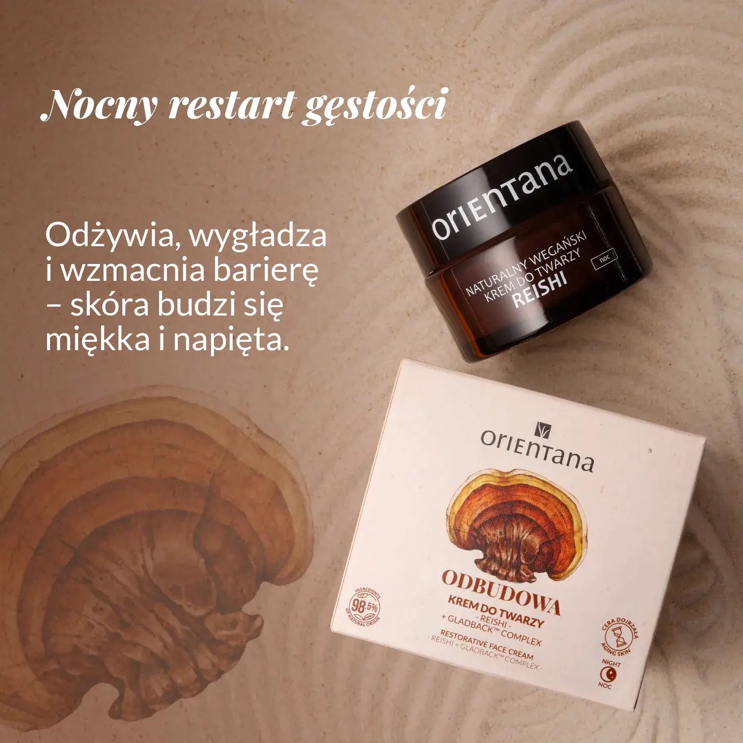 Naturalny wegański krem do twarzy reishi na noc 50 ml