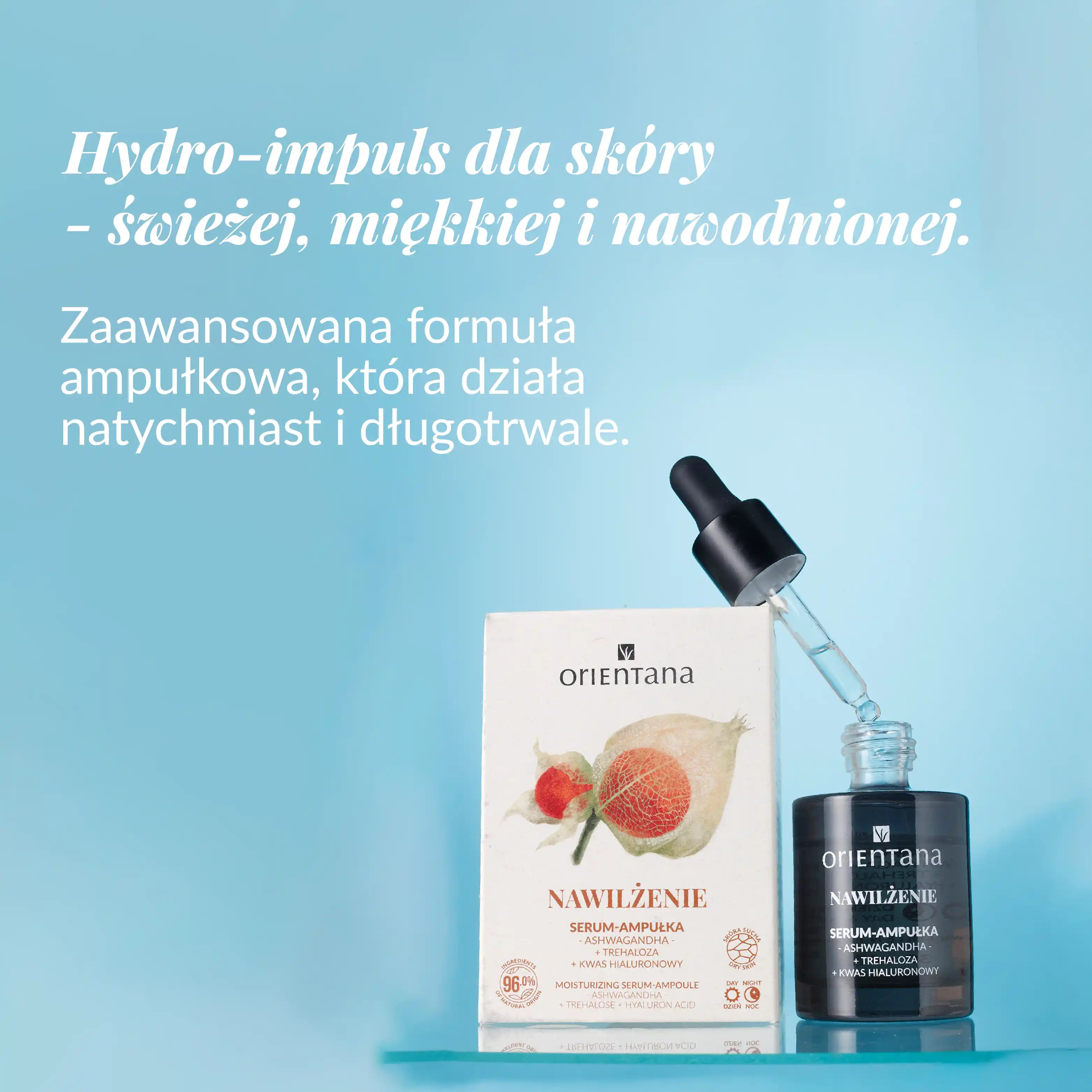 Nawilżające serum-ampułka ashwagandha trehaloza kwas hialuronowy 30 ml