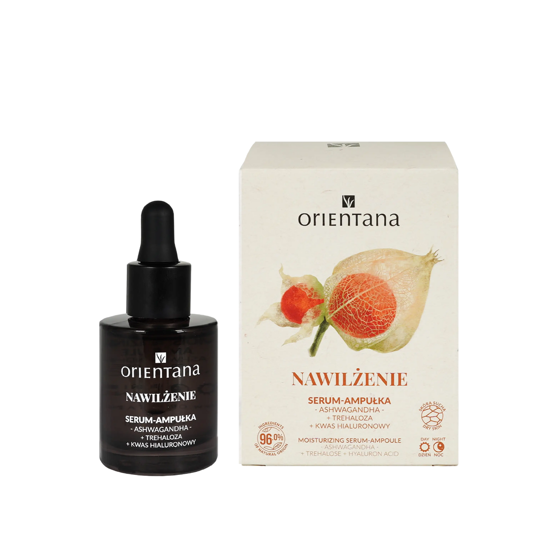 Serum-ampułka z kwasem hialuronowym Orientana – intensywne nawilżenie i wygładzenie cery.