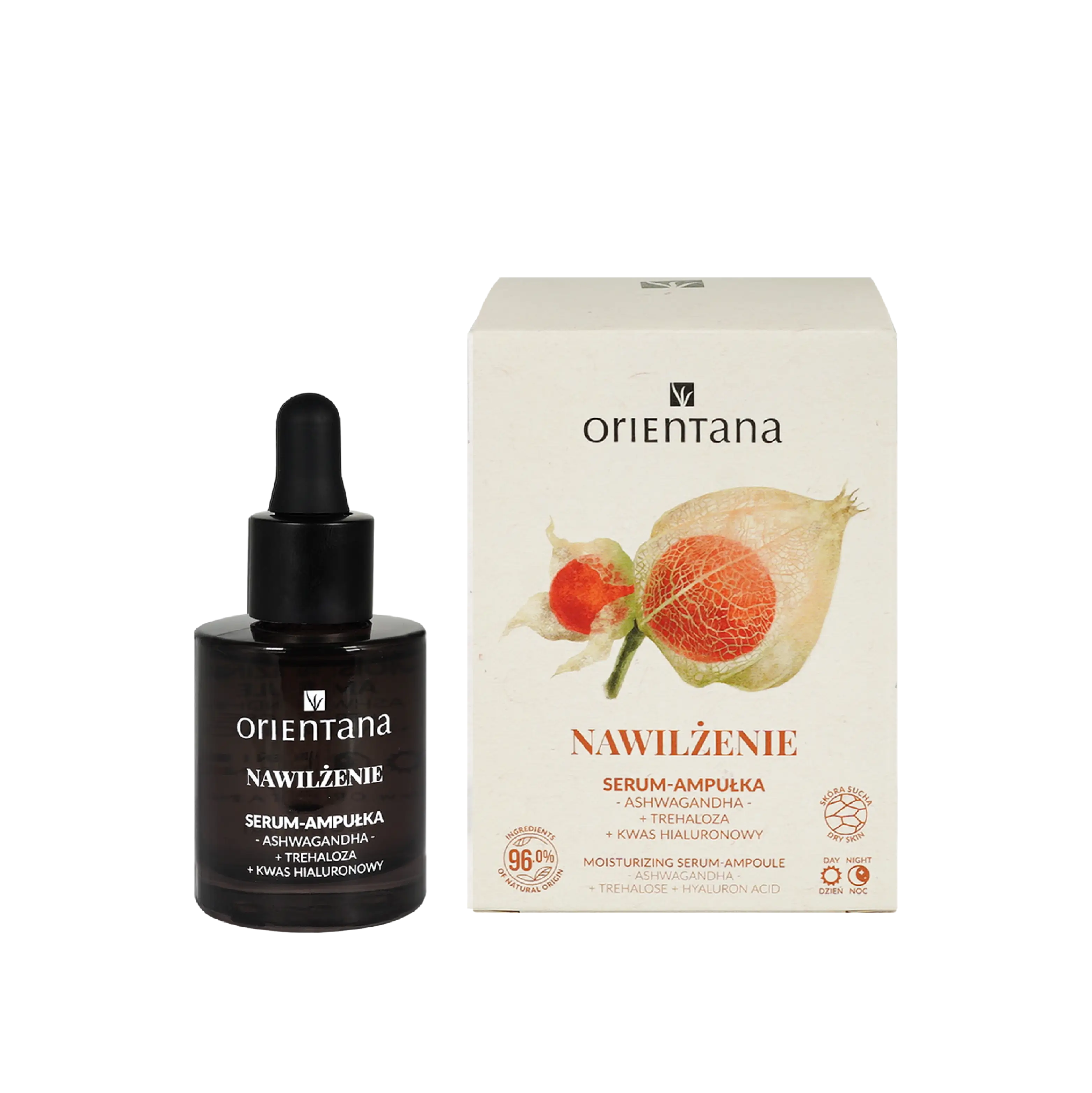 Nawilżające serum-ampułka ashwagandha trehaloza kwas hialuronowy 30 ml