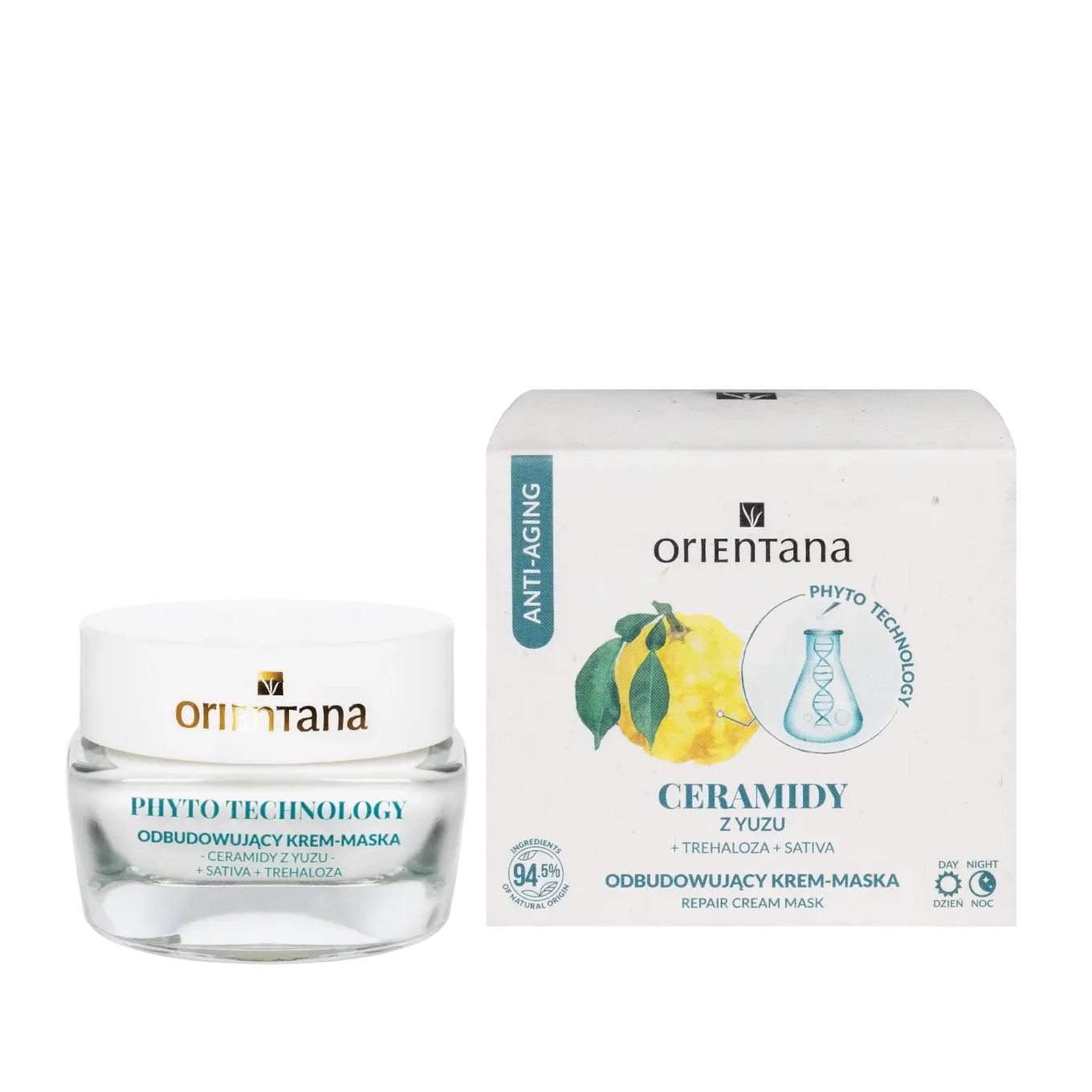Odbudowująca krem-maska z ceramidami, yuzu, sativą i trehalozą Orientana Phyto Technology – regenerująca maska do twarzy wzmacniająca barierę hydrolipidową skóry.