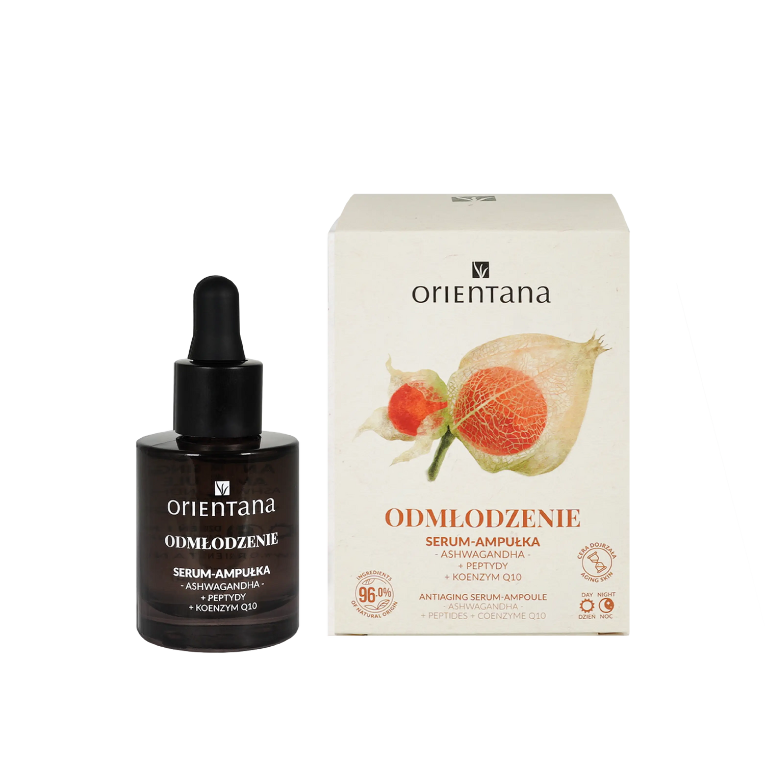 serum ampułka z ashwagandhą, peptydami i koenzymem q10