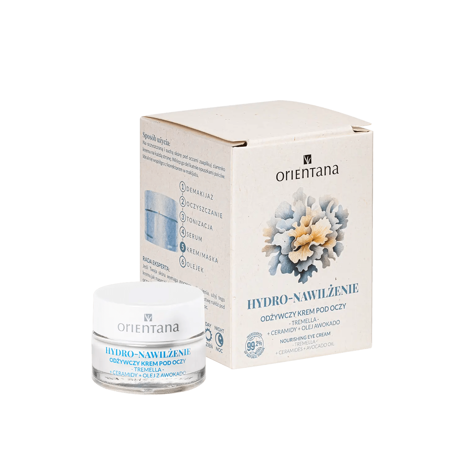 Odżywczy krem pod oczy z Ceramidami, Tremellą i Olejem awokado 15 ml - Orientana
