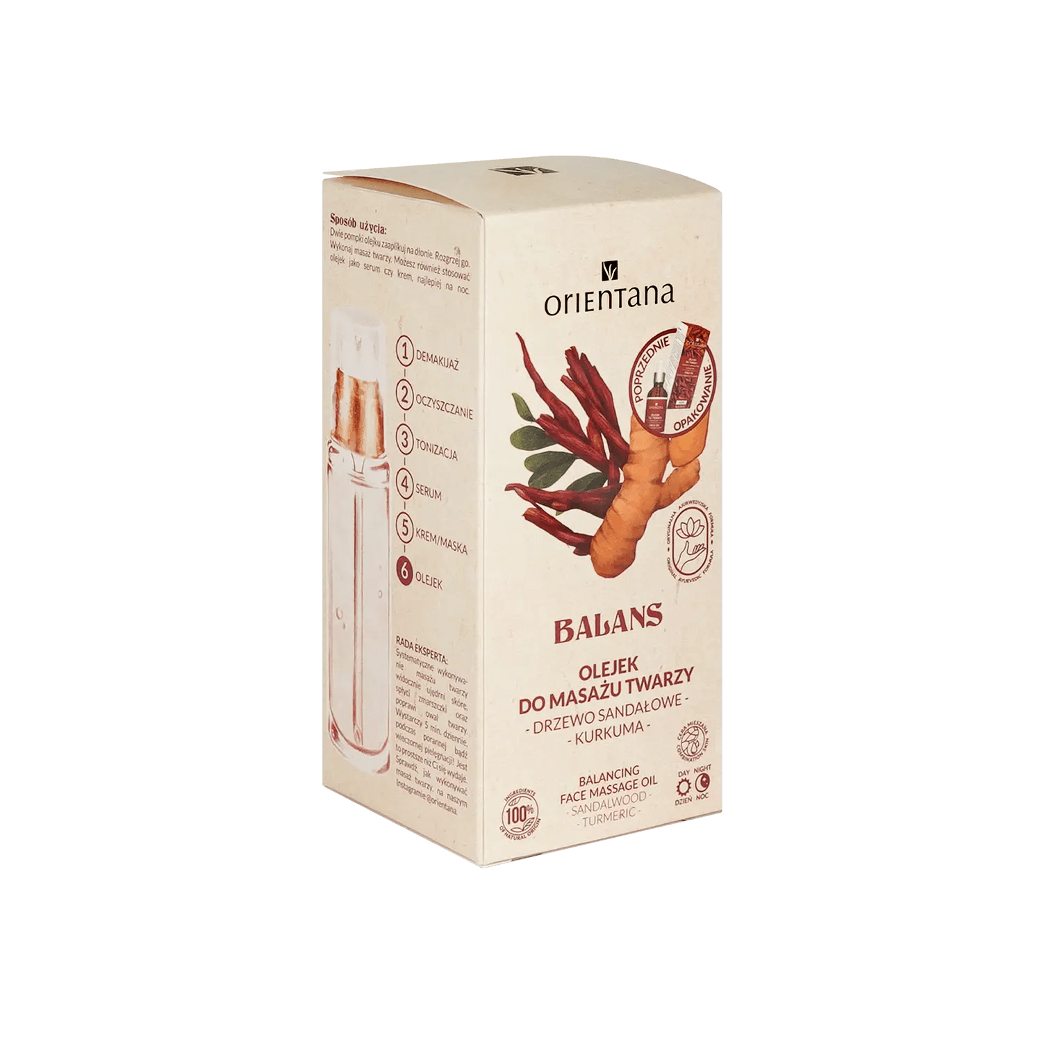 Olejek do masażu twarzy DRZEWO SANDAŁOWE i KURKUMA 30 ml - Orientana