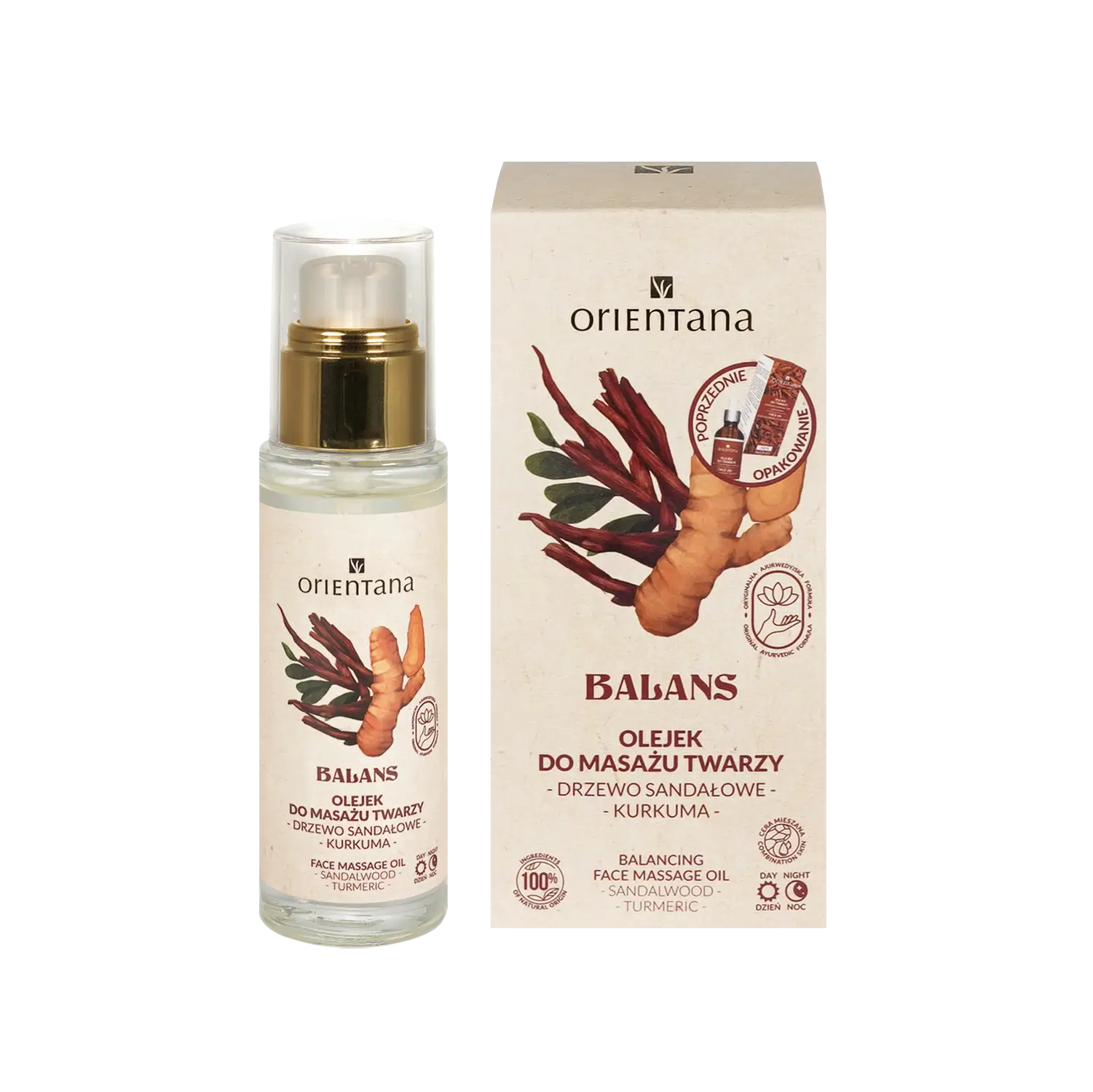 Olejek do masażu twarzy DRZEWO SANDAŁOWE i KURKUMA 30 ml - Orientana
