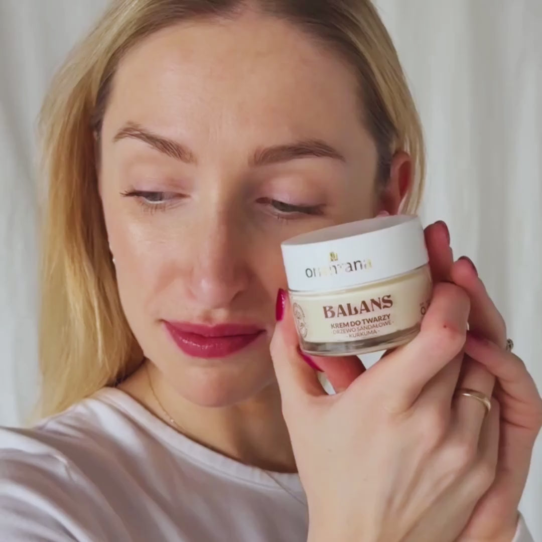 Załaduj wideo: Krem do twarzy drzewo sandałowe i kurkuma 50 ml - Orientana