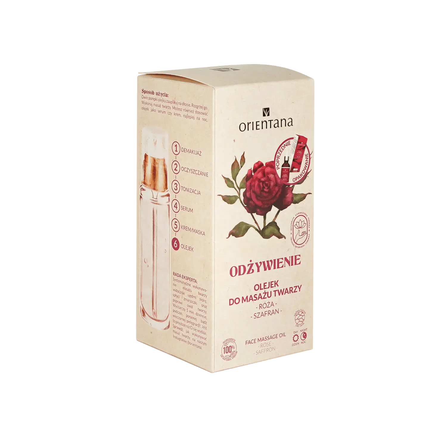 Różany olejek do masażu twarzy RÓŻA i SZAFRAN 30 ml - Orientana
