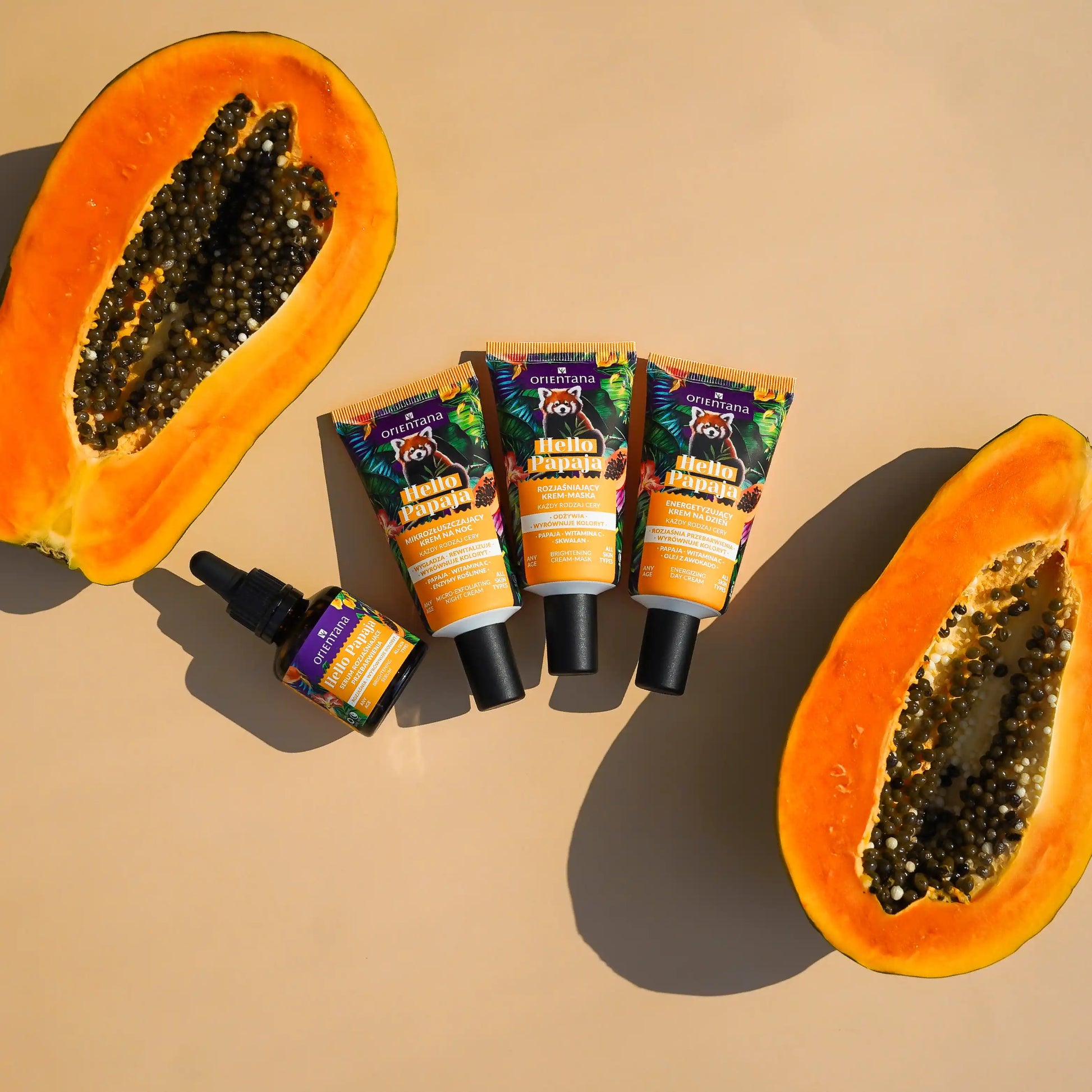 Rozjaśniająca maseczka z witaminą C i skwalanem 40 ml - Orientana produkty z serii Hello Papaja