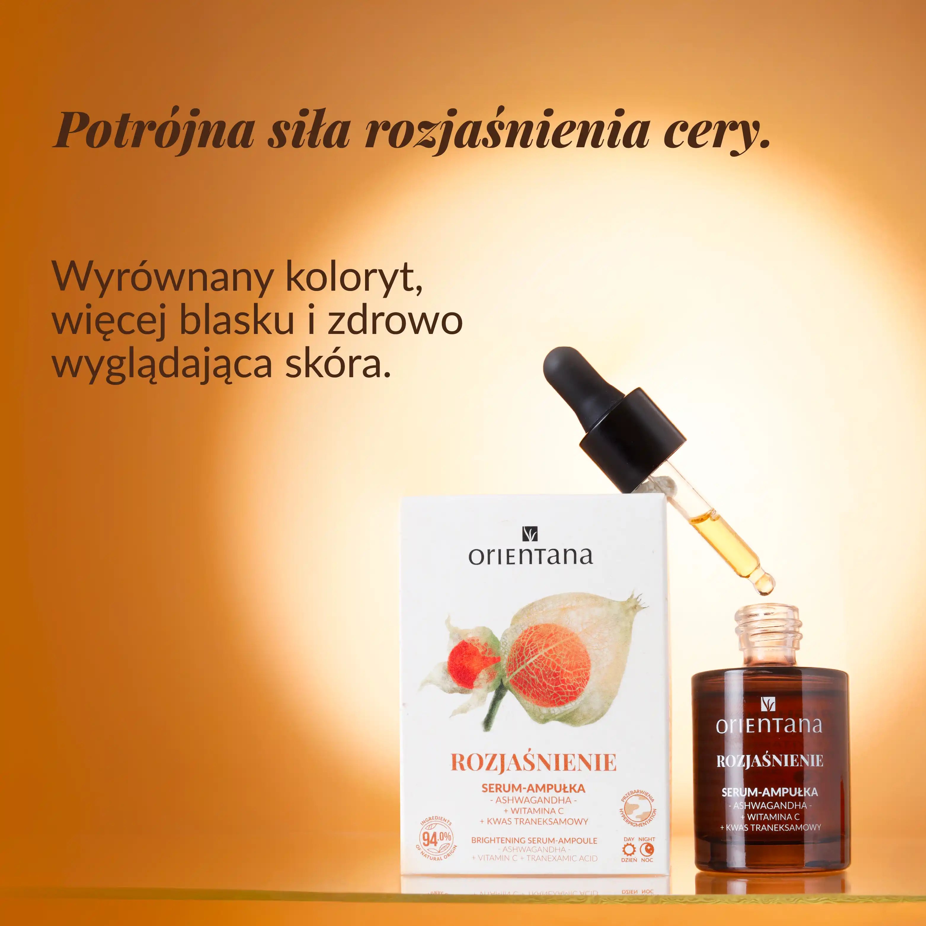 Rozjaśniające serum-ampułka ashwagandha witamina C kwas traneksamowy 30 ml