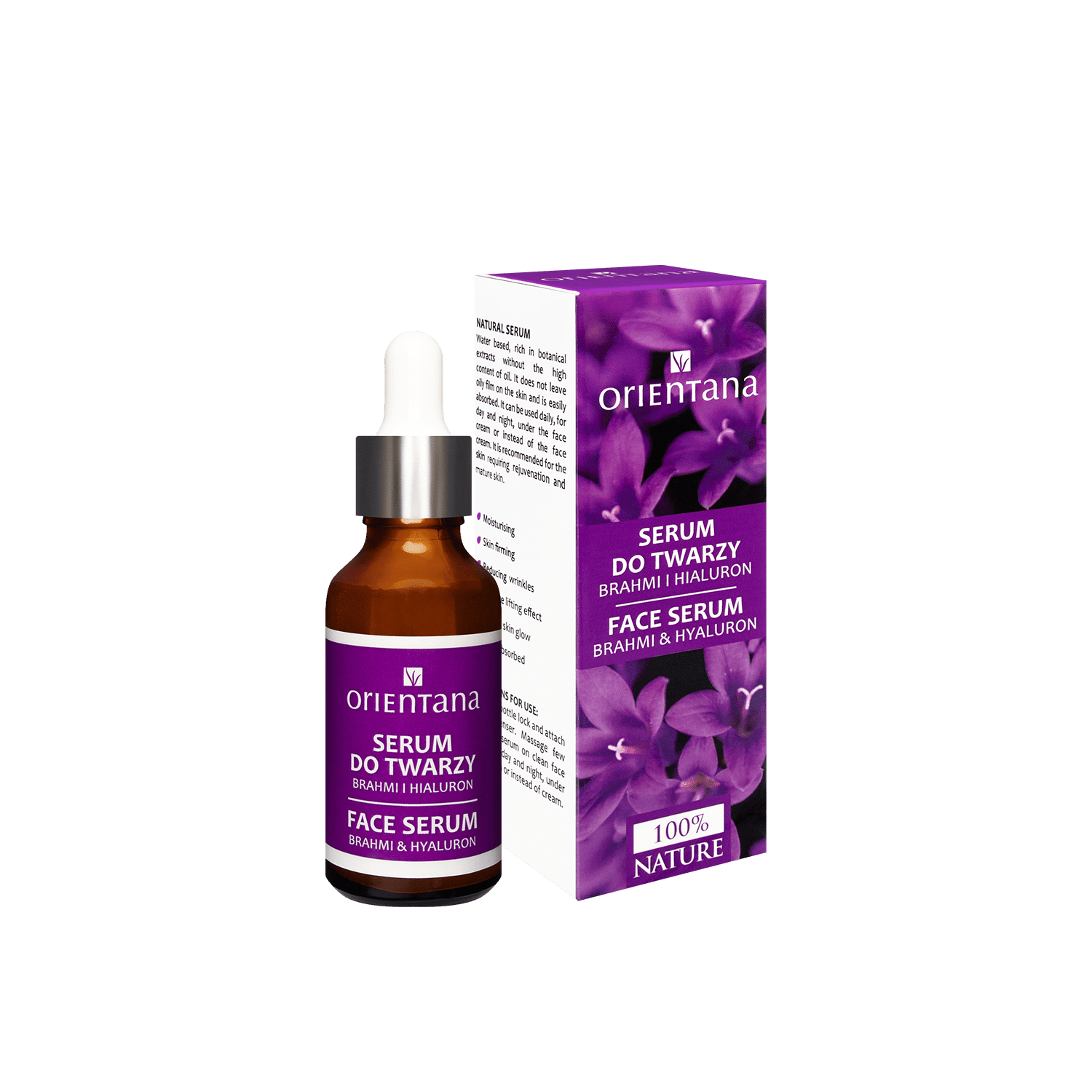 Serum do twarzy BRAHMI i KWAS HIALURONOWY 30 ml - Orientana