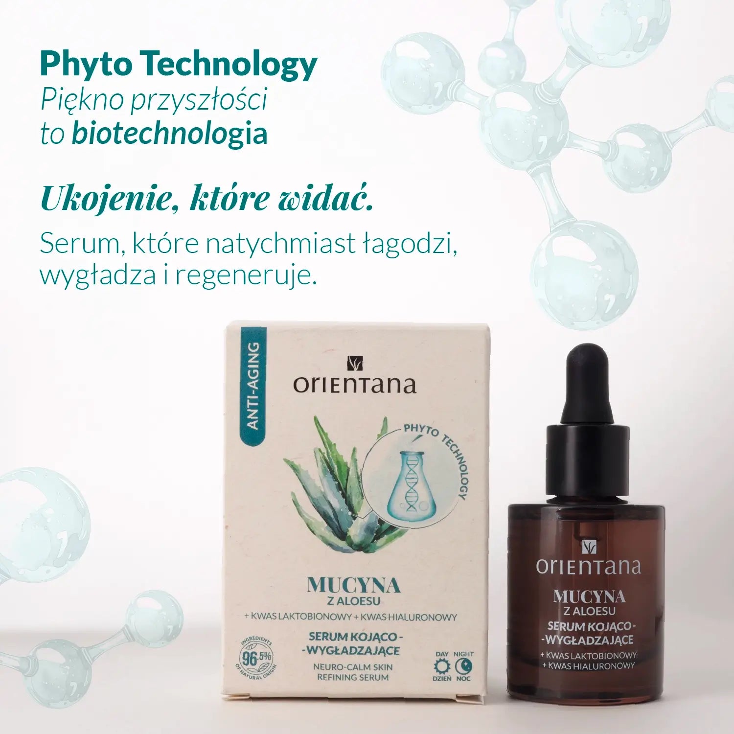 Serum kojące i wygładzające fitomucyna + kwas laktobionowy + kwasy hialuronowe 30 ml