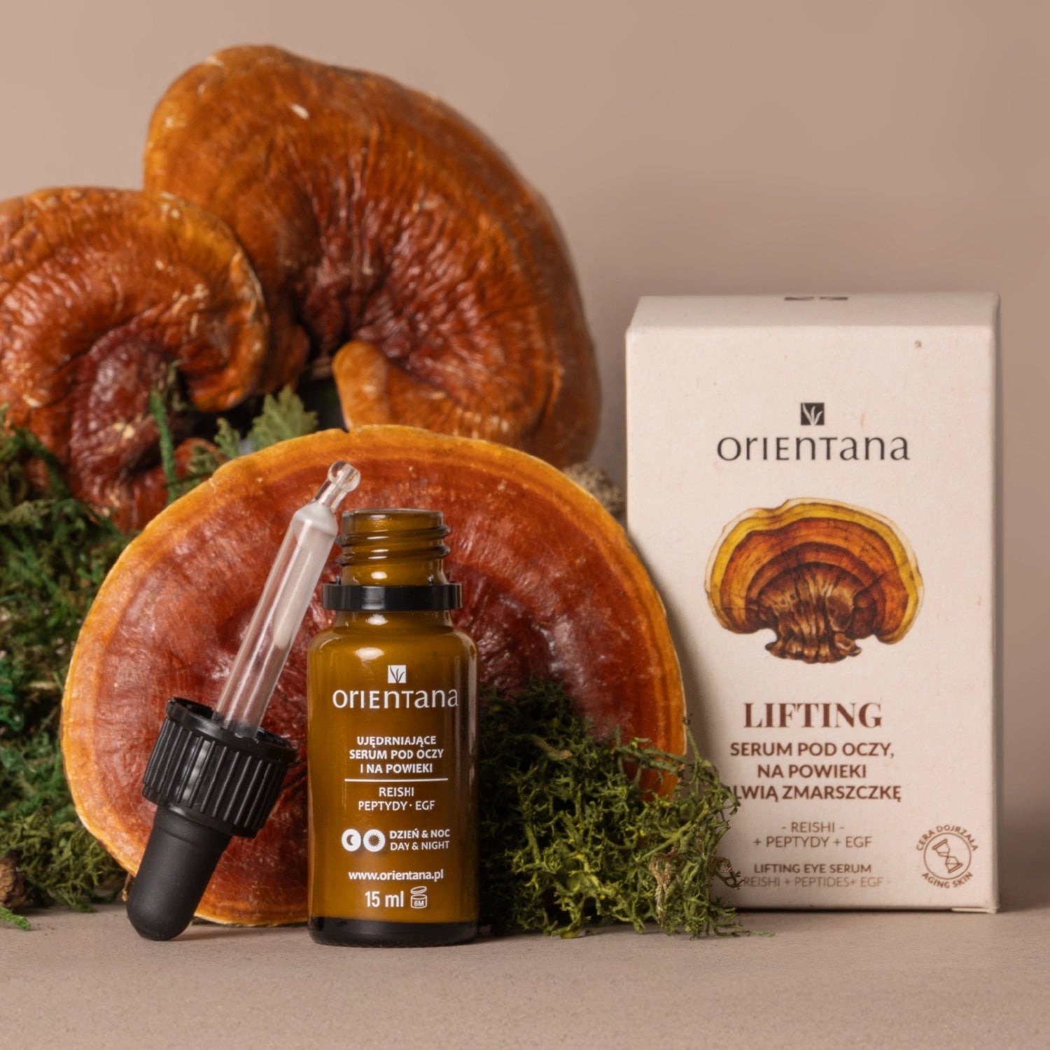 Serum pod oczy i na powieki REISHI i PEPTYDY EGF 15 ml - Orientana