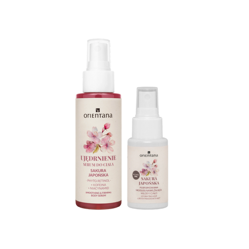 Zestaw ujędrniająco wygładzający Sakura Japońska - serum do ciała i mgiełka do włosów