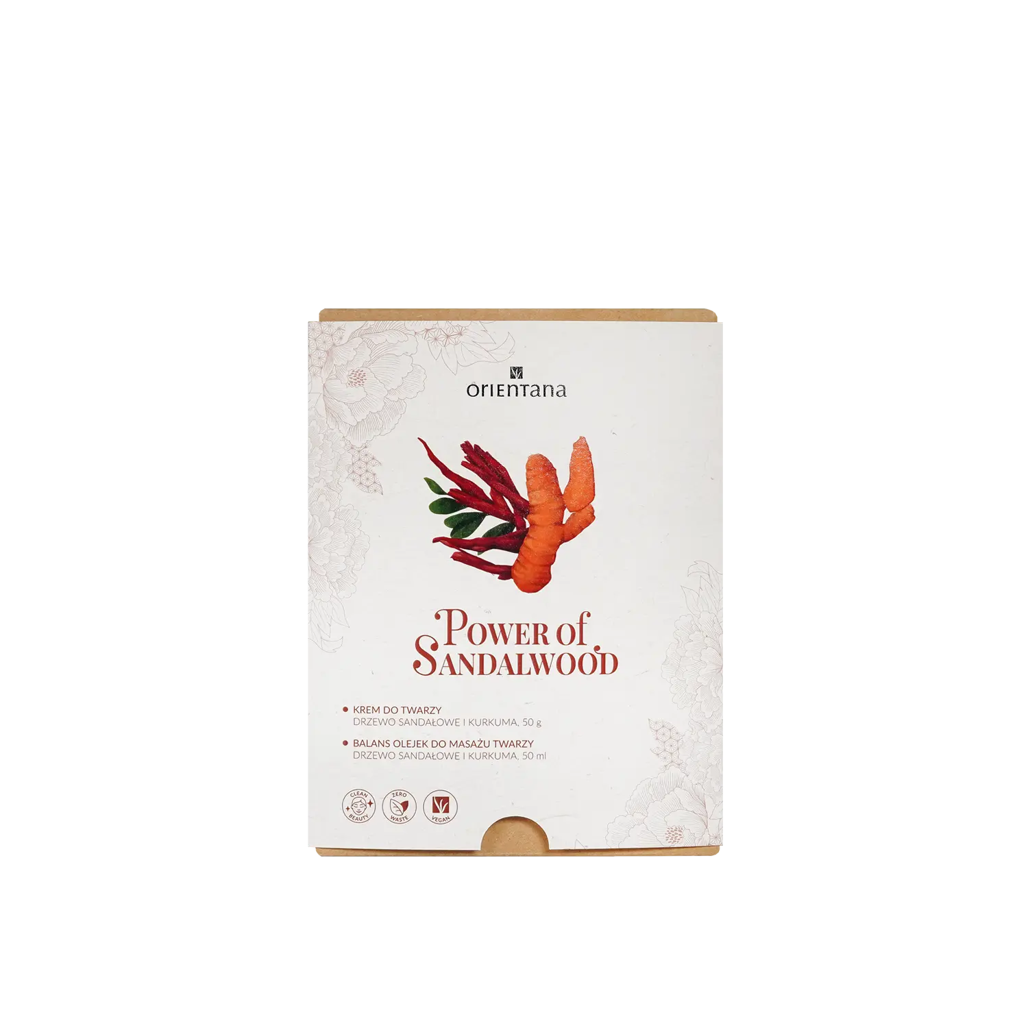 Zestaw kosmetyków naturalny zamknięty jest w pudełku z elegancką etykietą