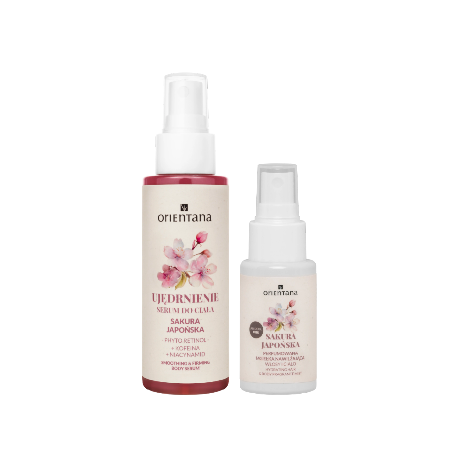 Zestaw ujędrniająco wygładzający Sakura Japońska - serum do ciała i mgiełka do włosów